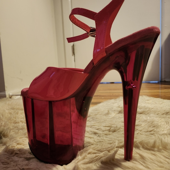 Pleaser 8 Inch Pink Heels Size 9 - Picture 2 of 3
